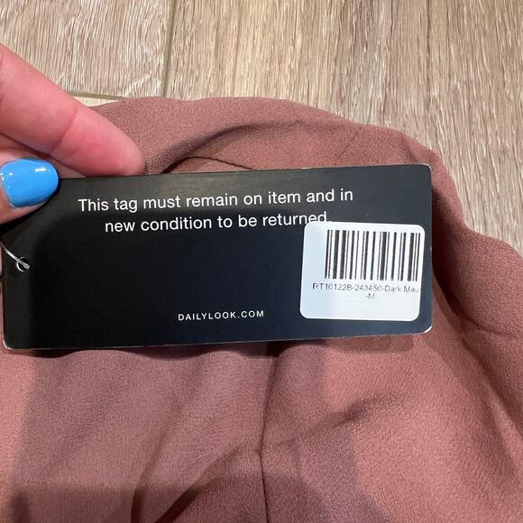 REVEROF Women's Woven Button Front Shirt With Pockets Size M In Dark Mauve - Picture 12 of 13